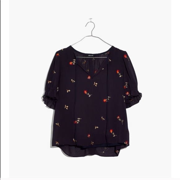 Embroidered Ruffle-Sleeve Top in Sweet Blossoms - Picture 4 of 4